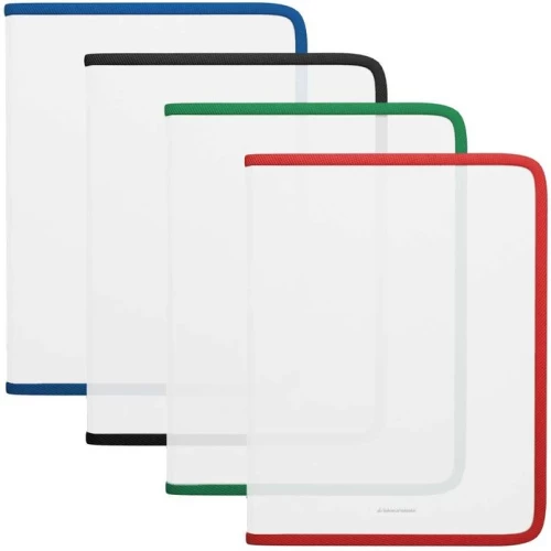 Zipper Folder for Notebooks Plastic - Matt Clear, with Colored Zipper, A4, Assorted