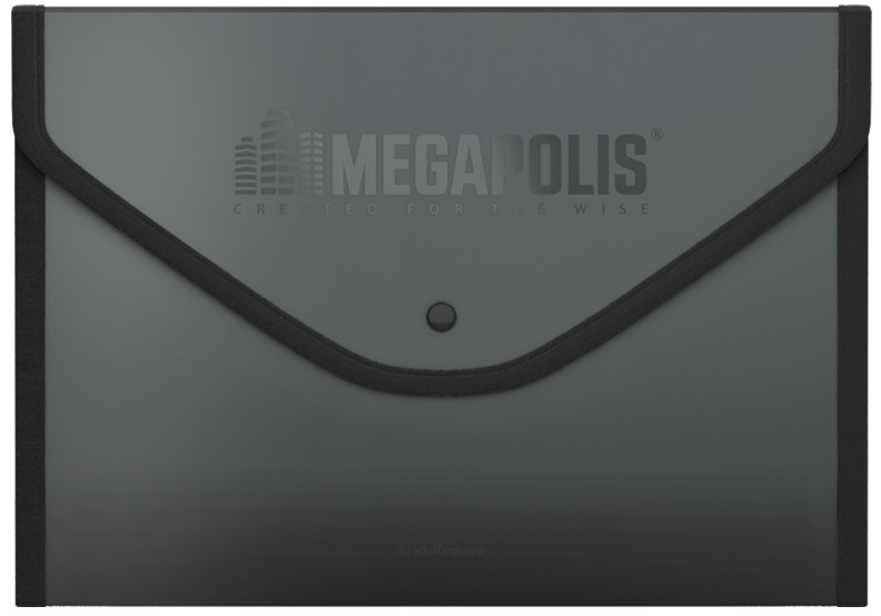 Pasta-konvert uz pogas plastmasas - MEGAPOLIS, A4, necaurspīdīga, assorti