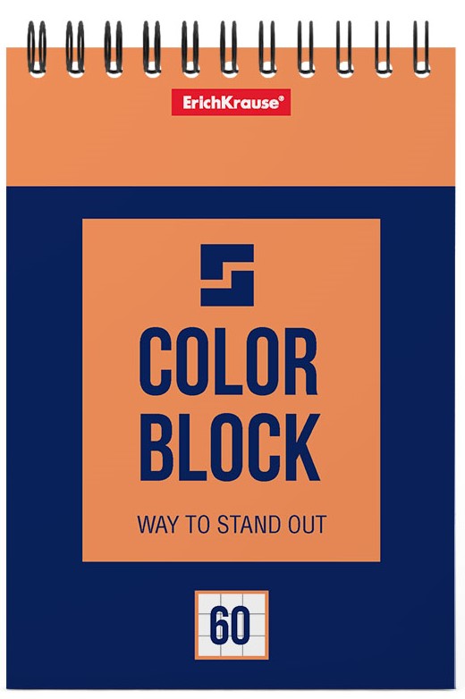 Spiraaliga märkmik - Color Block, A6, 60 lehte, ruuduline
