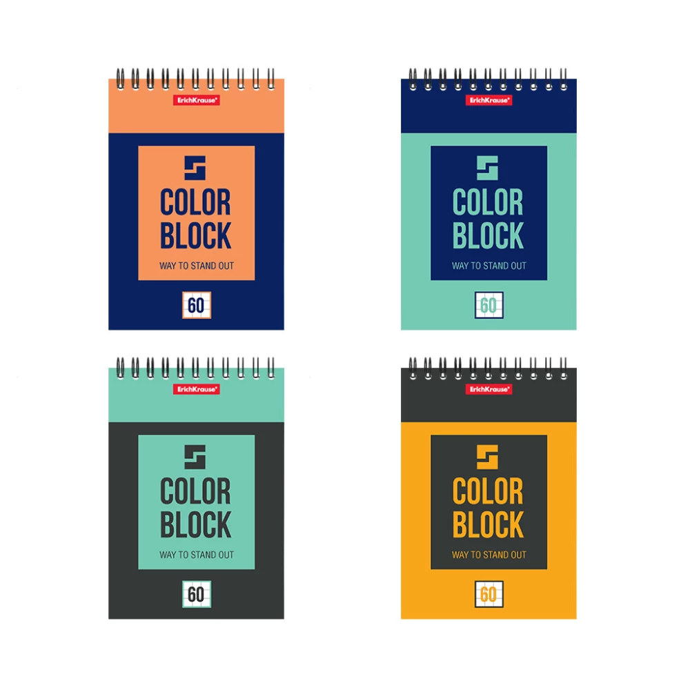 Блокнот на спирали - Color Block, А6, 60 листов, клетка