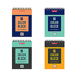 Блокнот на спирали - Color Block, А6, 60 листов, клетка