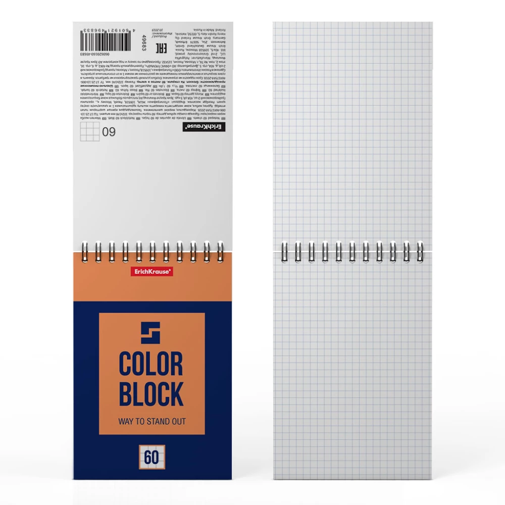 Блокнот на спирали - Color Block, А6, 60 листов, клетка