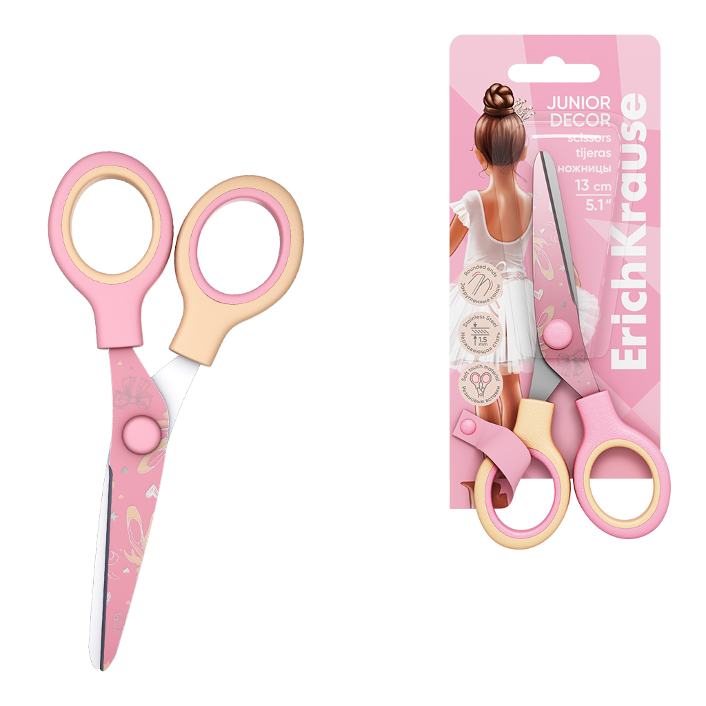 Šķēres - Junior Decor Pointes, ar rakstu uz asmeņiem, 13 cm