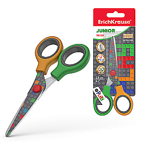ErichKrause Junior Decor Scissors, Color Bricks with Print on Blades, 13cm