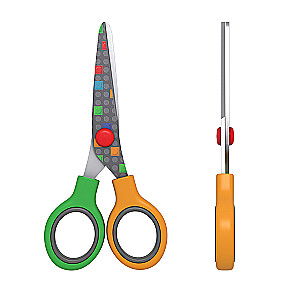 ErichKrause Junior Decor Scissors, Color Bricks with Print on Blades, 13cm