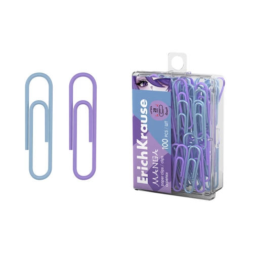 ErichKrause Manga Vinyl Coated Metal Paper Clips, 28mm, Assorted