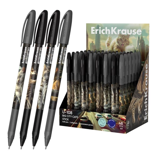 U-108 Stick Big City Cats Ballpoint Pen 1.0, Ultra Glide Technology, ink color - blue, assorted