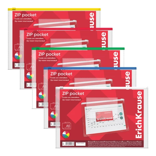 Zip plastic bag PVC Zip Pocket, A5, transparent