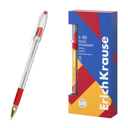 Ballpoint pen L-30 Gold Stick&Grip Classic 0.7, Super Glide Technology, ink color - red