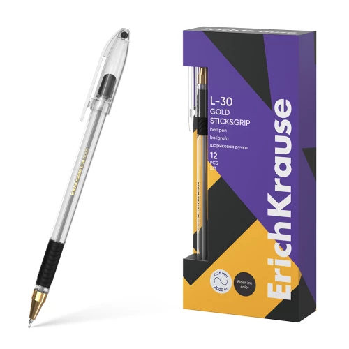 L-30 Gold Stick&Grip Classic Ballpoint Pen 0.7, Super Glide Technology, ink color - black