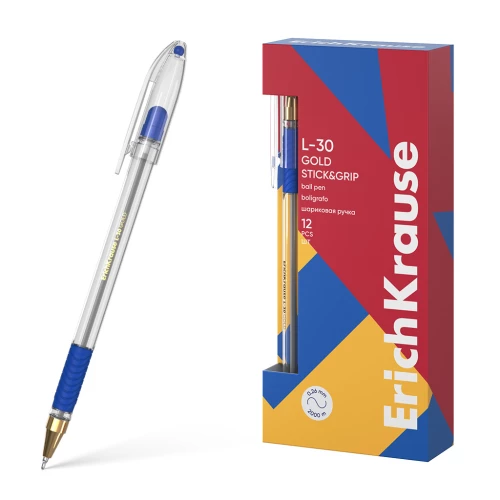 L-30 Gold Stick&Grip Classic Ballpoint Pen 0.7, Super Glide Technology, ink color - blue