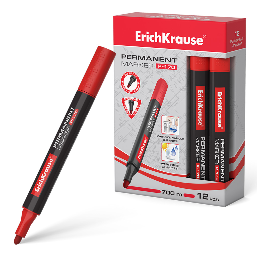 Pastāvīgais marķieris P-170, sarkans