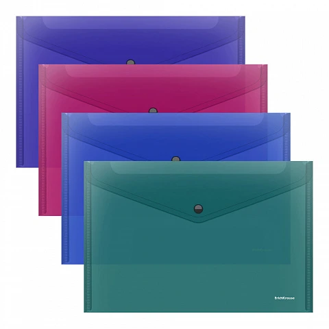 Mape-konvertā uz pogas plastmasas Fizzy Vivid, A4, puscaurspīdīga, assorti
