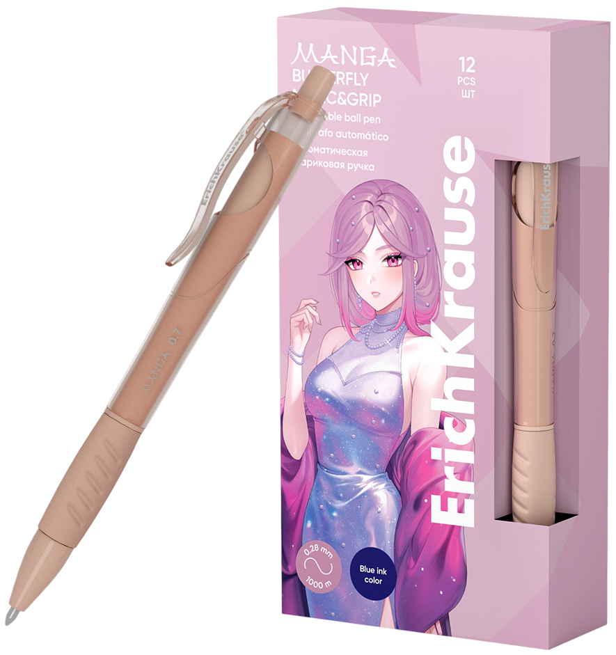 Шариковая ручка Butterfly Matic&Grip Manga, 0.7мм (синяя)