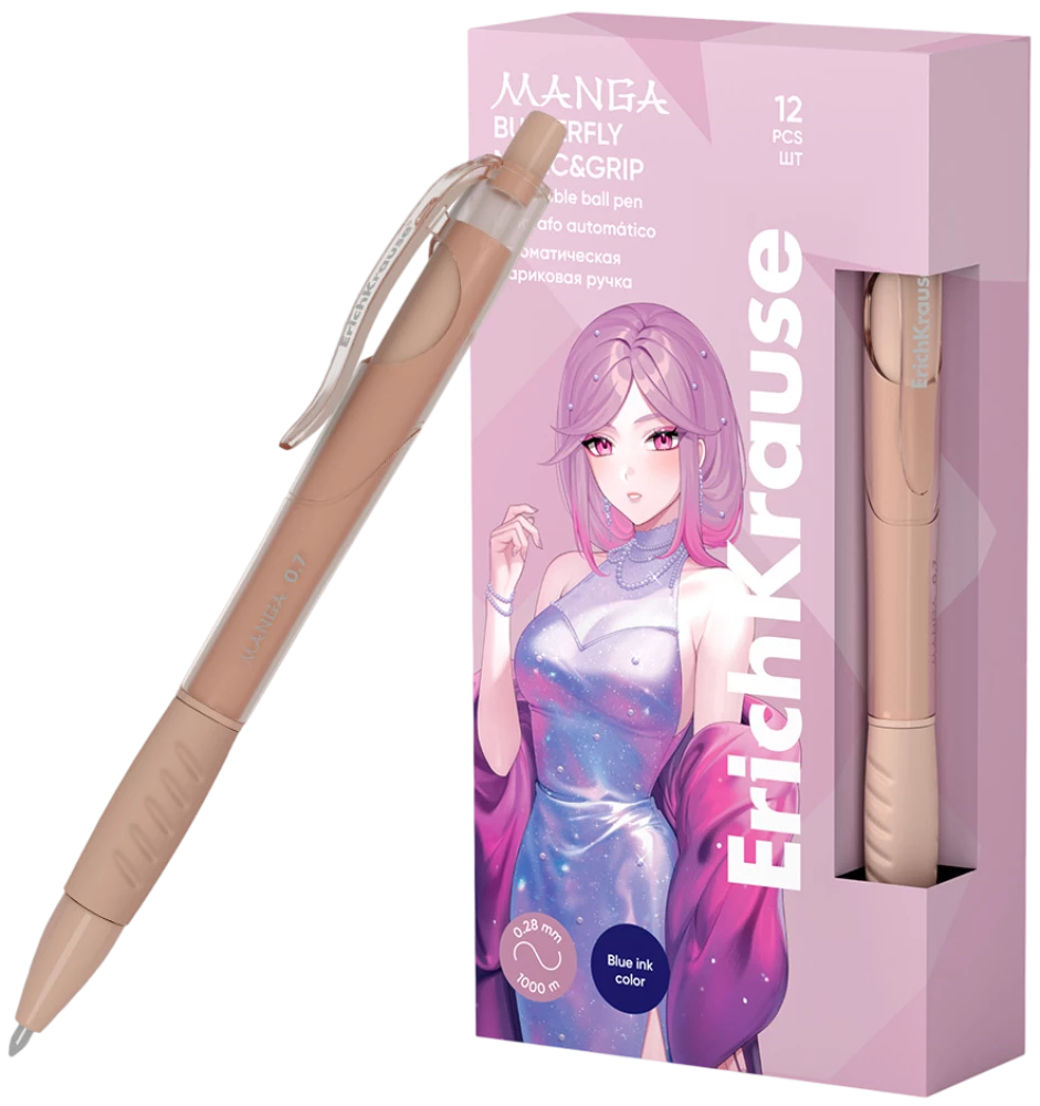 Kugelschreiber Butterfly Matic&Grip Manga, 0.7mm (blau)