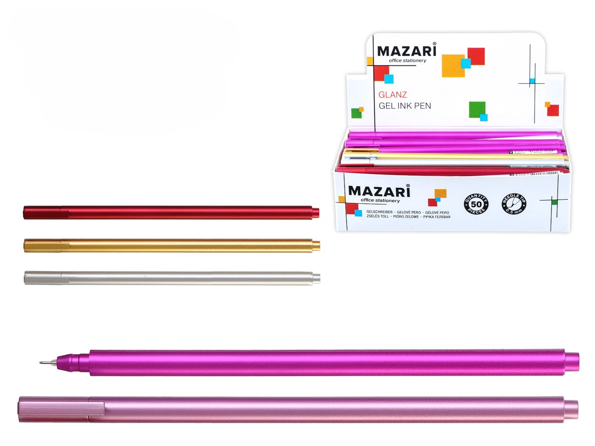 Ручка гелевая - Glanz, синяя, в ассортименте