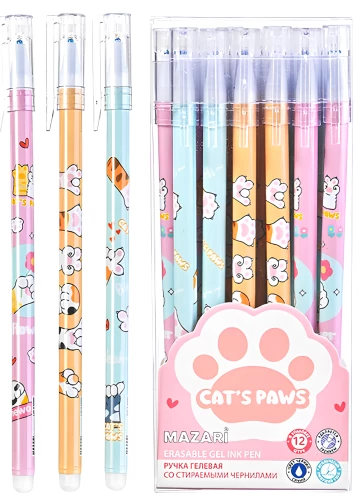 Gel pen with erasable ink - Paws, blue, assorted