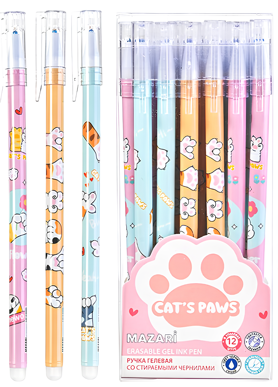 Ручка гелевая со стираемыми чернилами - Лапки, синяя, в ассортименте