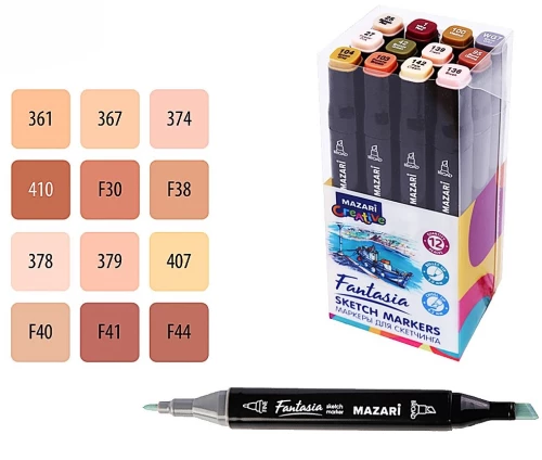 FANTASIA Double-Sided Sketching Marker Set, 12 Colors