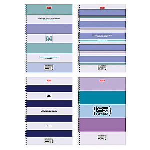 Notebook - Stripes, A4, 80 sheets, grid, assorted