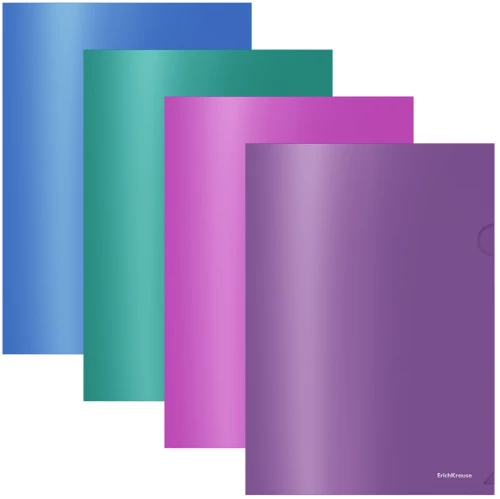 A4 Corner Folder, 180 microns, ErichKrause Glossy Vivid, semi-transparent, assorted