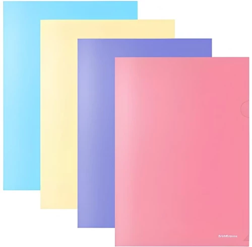 Glossy Pastel Plastic Corner Folder A4, assorted