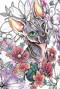 Painting by numbers with crystal beads - Sphinx with flowers