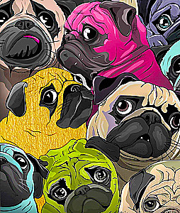 Paint by numbers with gold leaf - Pug Art