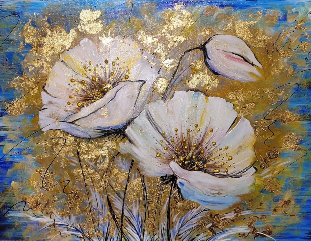 Painting by numbers with gold leaf - The Scent of Summer