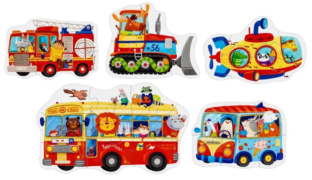 IQ Puzzle. Shaped floor puzzles 5 pieces. Floor Cars