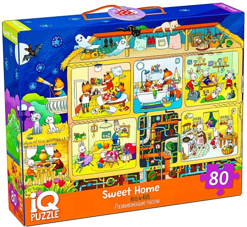 IQ Puzzle z rozwijającą grą 80 elementów. Uroczy domek