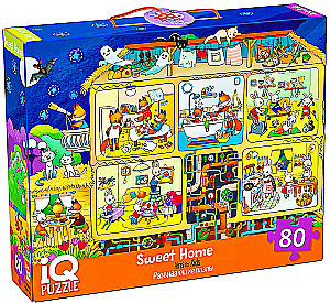 IQ Puzzle with a Developing Game 80 Pieces. Cute Little House