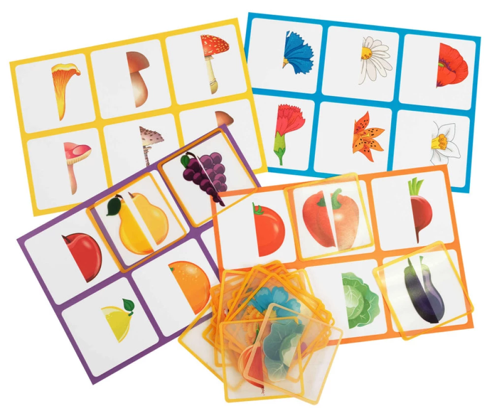Plastic Lotto for Toddlers 2+ What's in the Basket? Find the Half