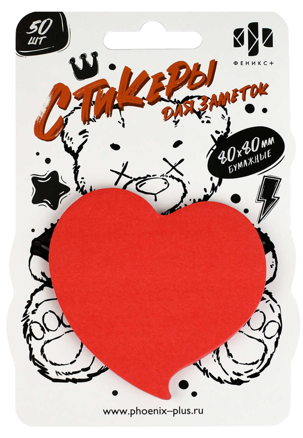 Papierhaftnotizen - Plüschteddy, Größe 80x80 mm, 50 Stück, rot