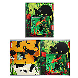 Notebook - Life of Black Kittens, A5, 96 sheets, grid, assorted