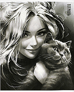 Notebook - Girl with a Cat, A5, 48 sheets, grid, assorted
