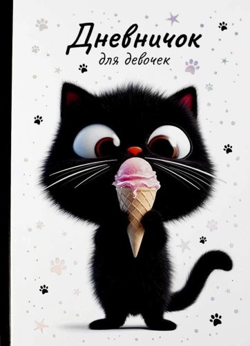 Diary for Girls. Kitten with Ice Cream