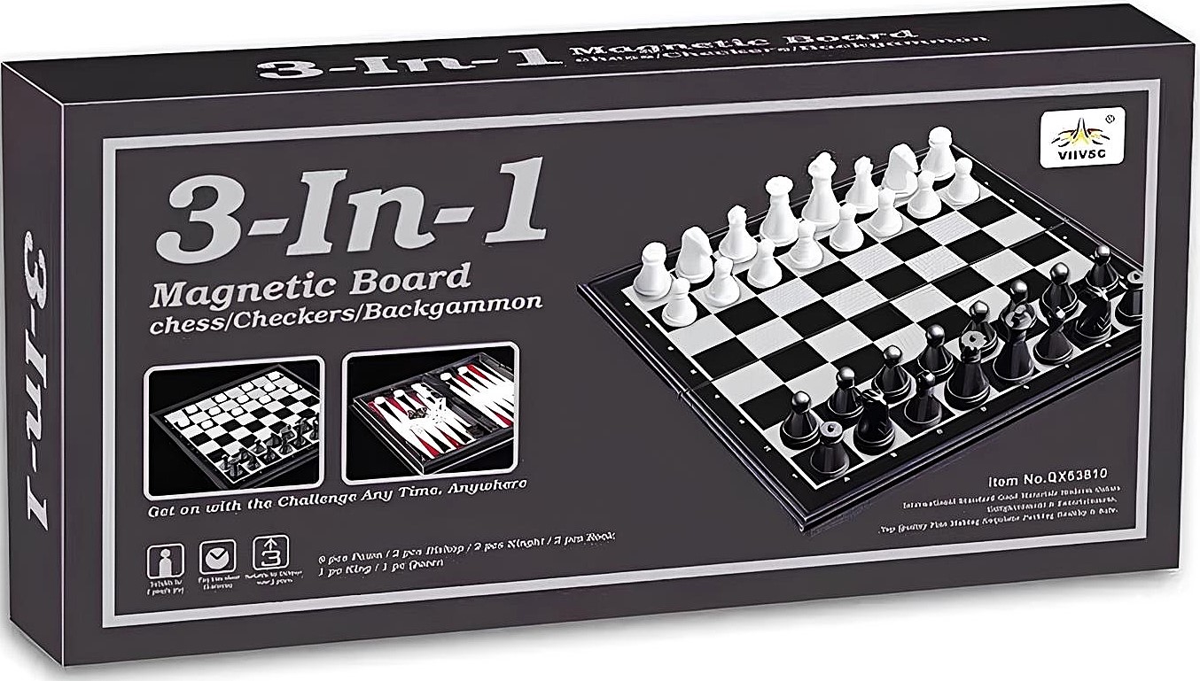 Galda magnētiskā spēle 3 vienā (šahs, dambrete, nardi)