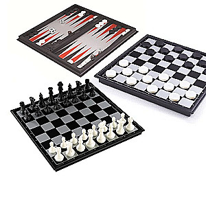 Настольная магнитная игра 3 в 1 (шахматы, шашки, нарды)