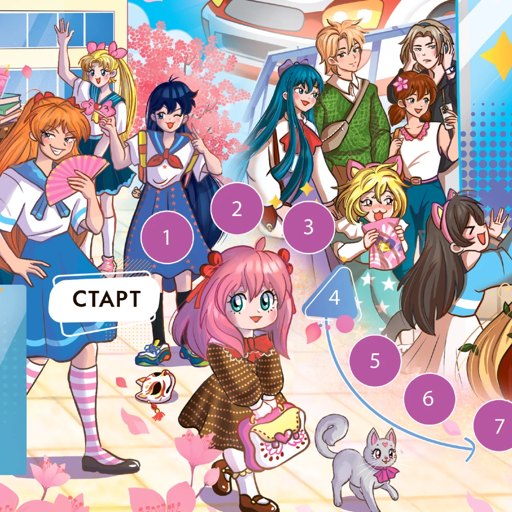 Gra planszowa-przechodnia z pionkami - Anime-t miasto