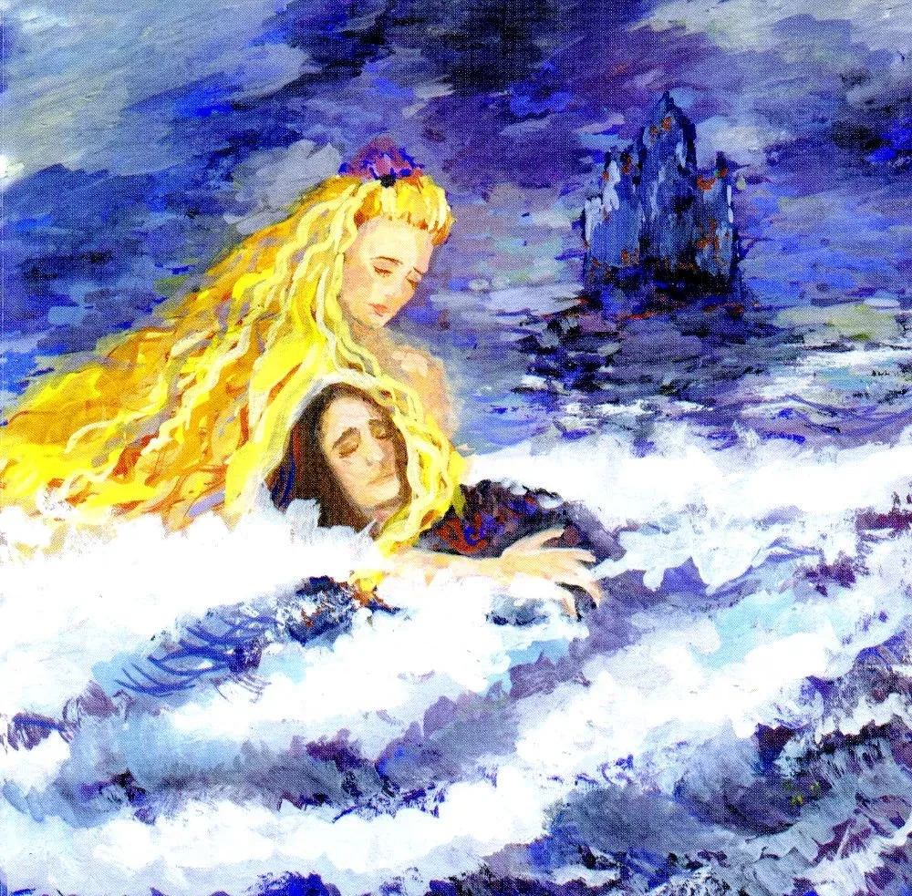 Die kleine Meerjungfrau im Stil von Claude Monet
