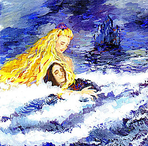 Die kleine Meerjungfrau im Stil von Claude Monet