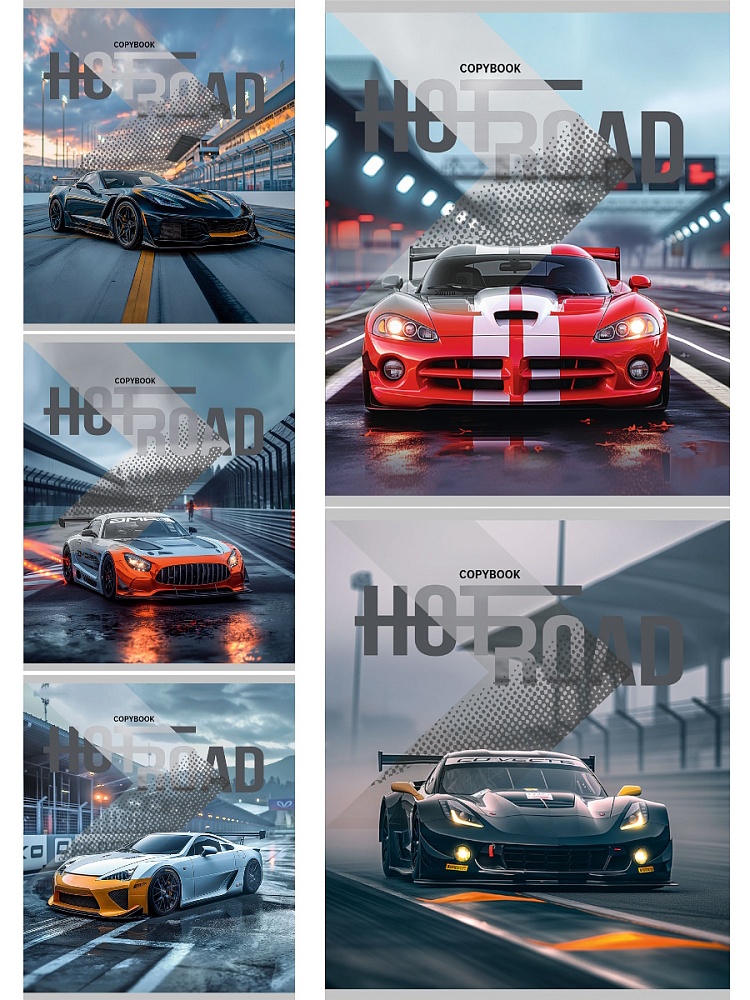 Notatnik A5 - Różne sportowe samochody (kratka)