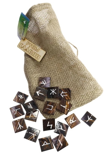 Slavic Runes Made of Glass in a Bag