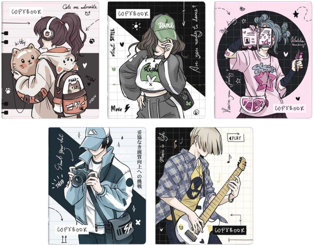 A5+ Heft - Anime-Jugendliche (kariert)