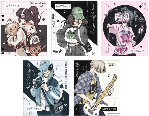A5+ Heft - Anime-Jugendliche (kariert)