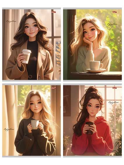 Zeszyt A5 - Dziewczyny z kawą (kratka)