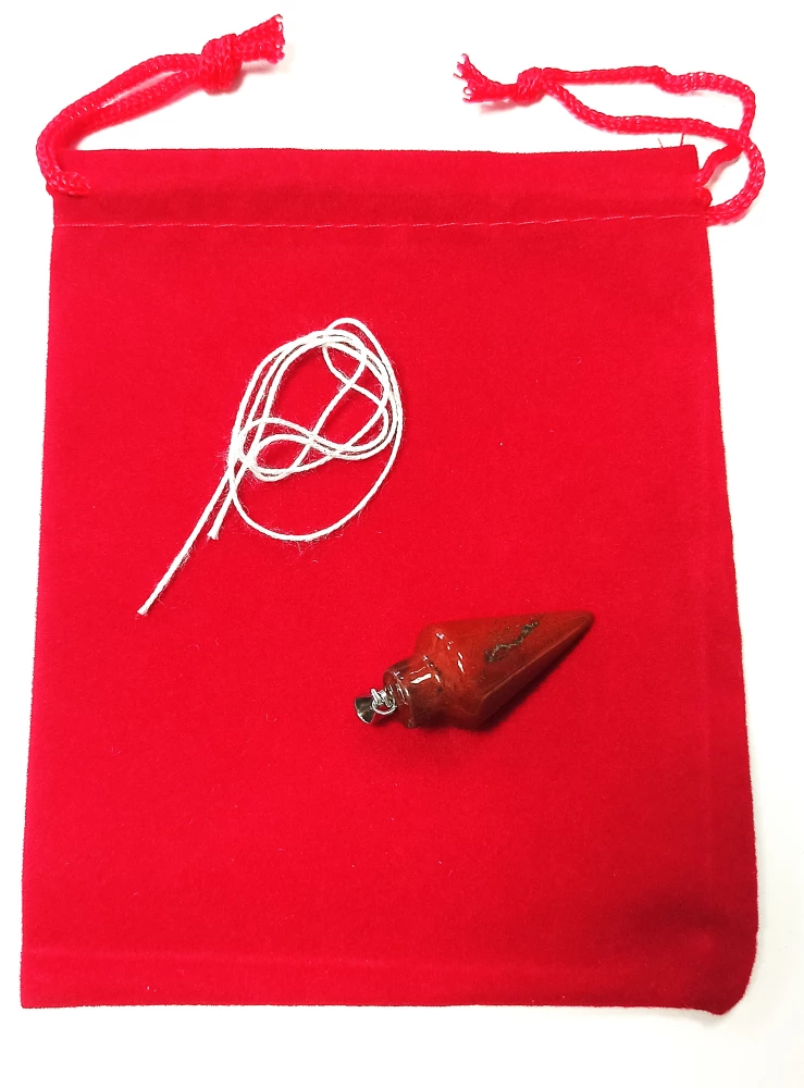 Pendulum for Biolocation Made of Stone. Jasper (string + pouch) No. 11