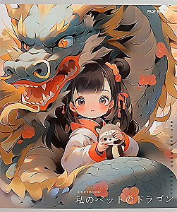 Notebook - Girl and Dragon, A5, 48 sheets, grid, assorted
