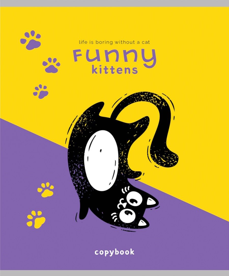 Notatnik - Czarnobiały kot - 2, A5, 48 stron, kratka, w asortymencie